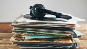 Stack of vinyl records